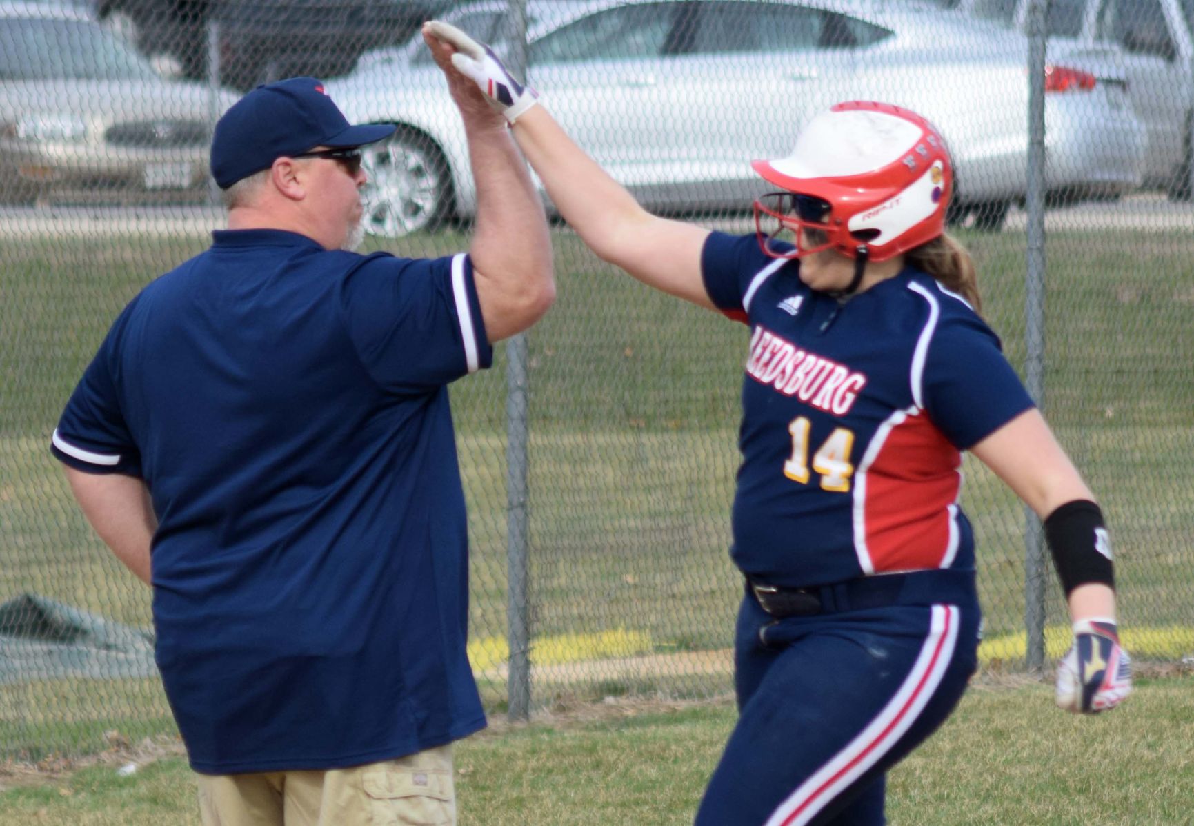 Mallory Stingley and Reedsburg coach Nick Olson
